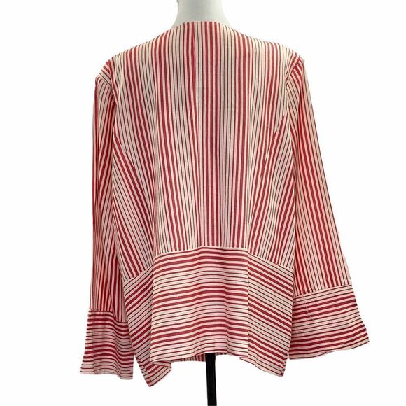 Ny Collection Striped Linen Blend Open Jacket 2x - Picture 4 of 12